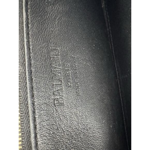Balmain Embossed Leather Wallet in Black with Gold Hardware B-9 - Picture 8 of 16